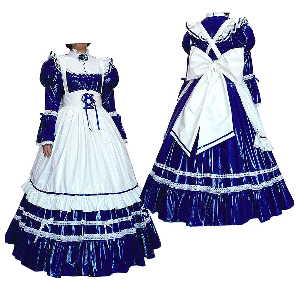blaues, dünnes PVC-Kleid CK960