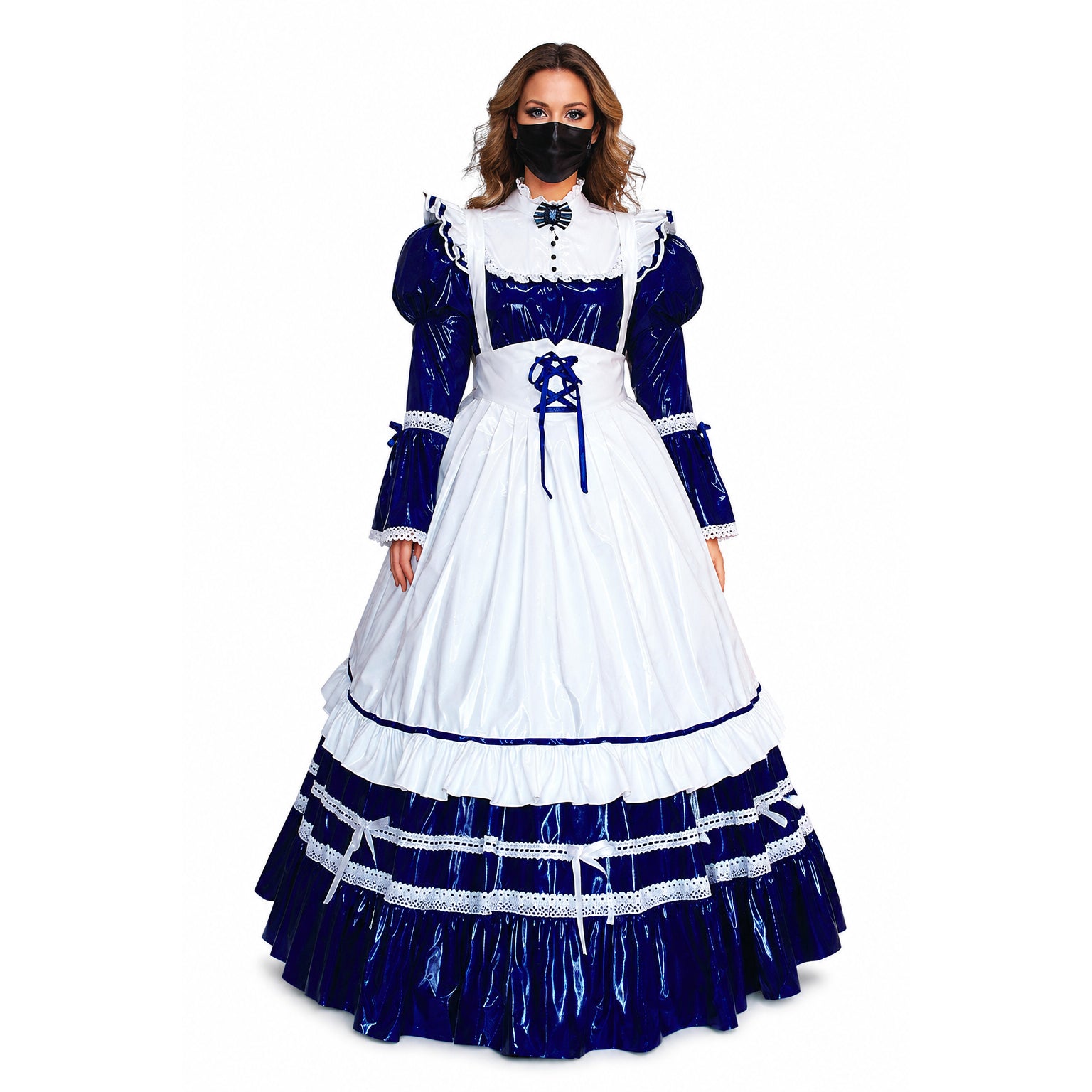 blaues, dünnes PVC-Kleid CK960