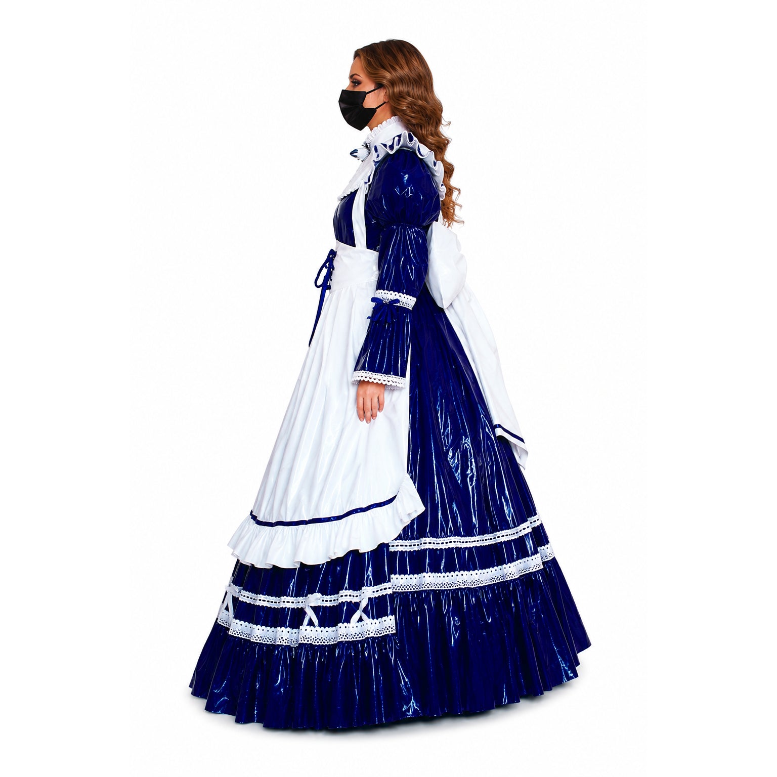 blaues, dünnes PVC-Kleid CK960