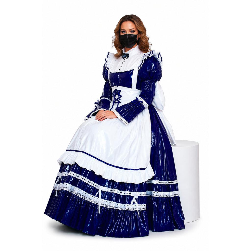 blaues, dünnes PVC-Kleid CK960