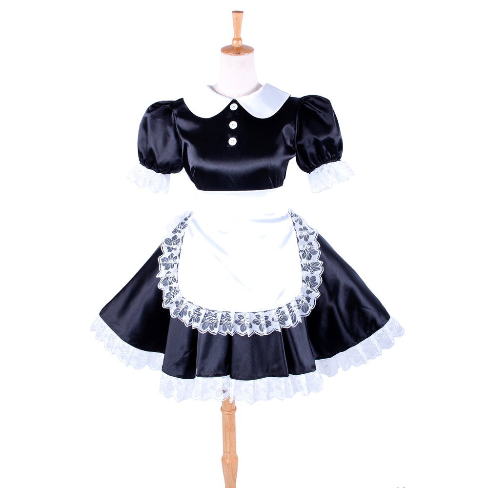 schwarzes Satinkleid G027