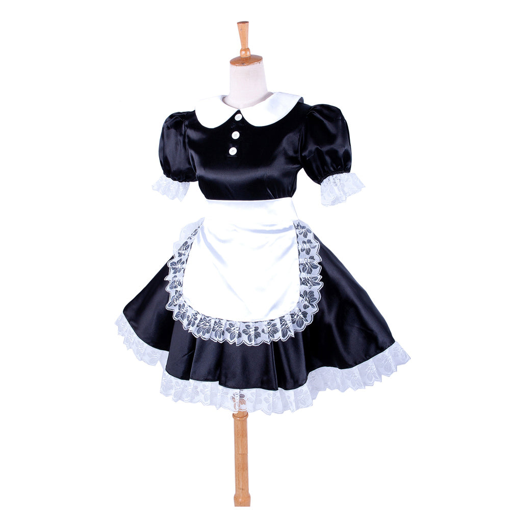 schwarzes Satinkleid G027