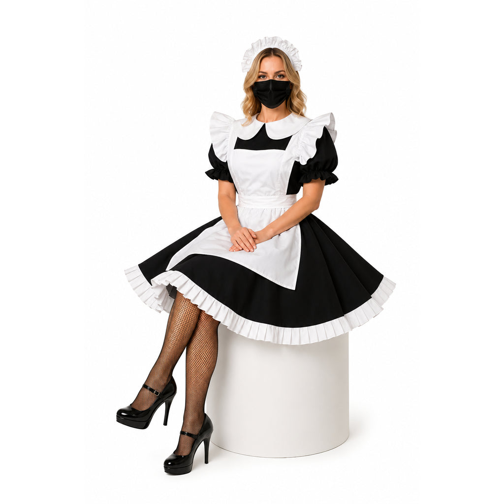 schwarzes Baumwollkleid G029