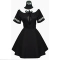 schwarzes Baumwollkleid G036