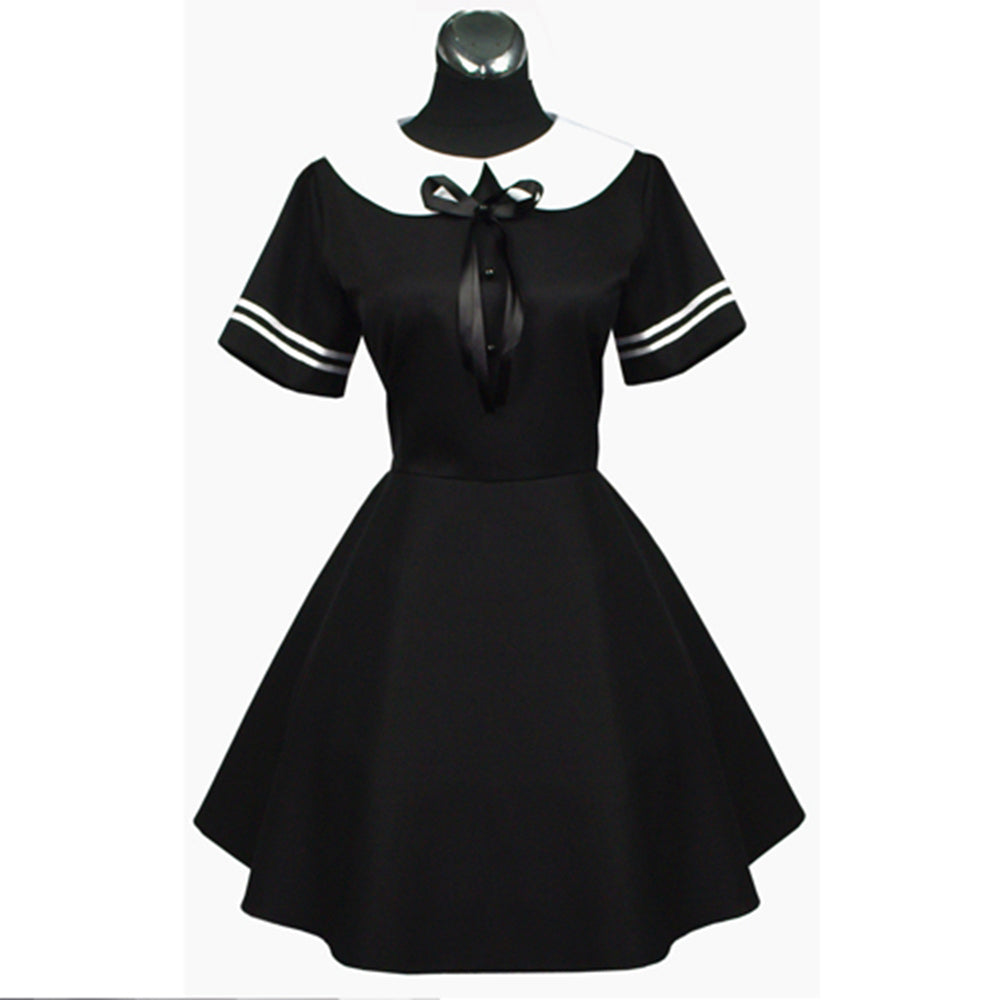 schwarzes Baumwollkleid G036