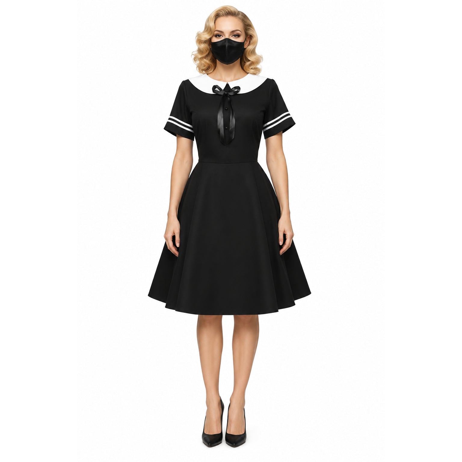 schwarzes Baumwollkleid G036
