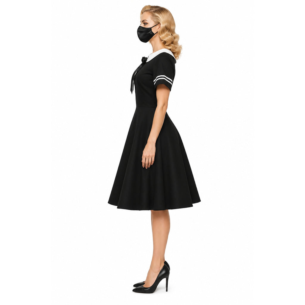 schwarzes Baumwollkleid G036