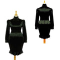 Schwarzes Satinoberteil und Rockset G050