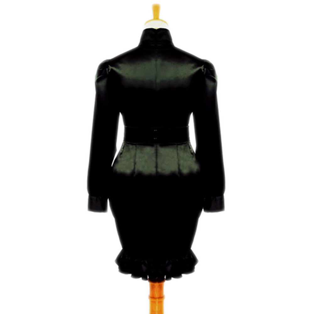 Schwarzes Satinoberteil und Rockset G050