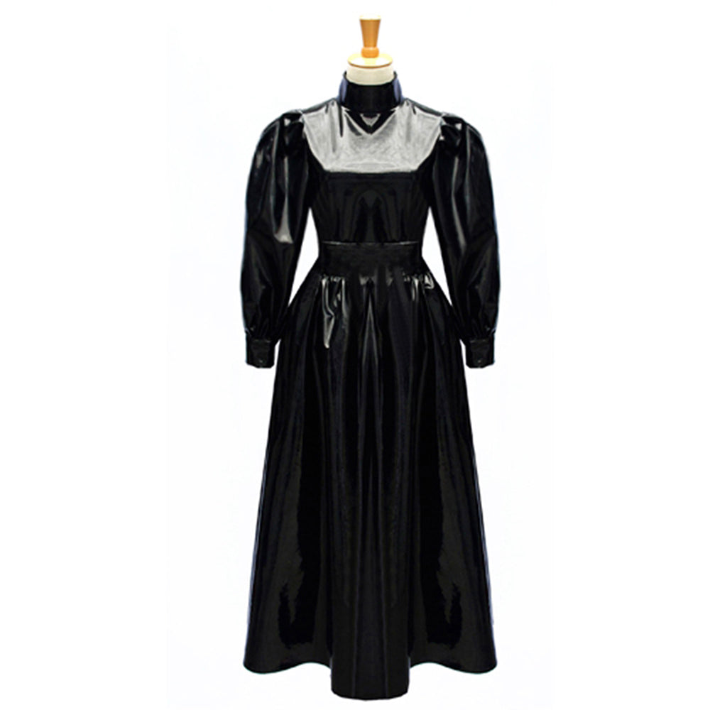 schwarzes, dünnes PVC-Kleid G054