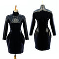 schwarzes, dünnes PVC-Kleid G075