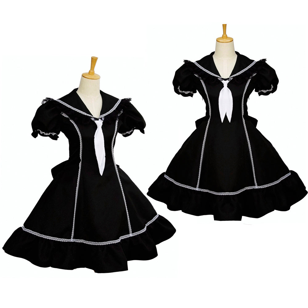 schwarzes Baumwollkleid G079