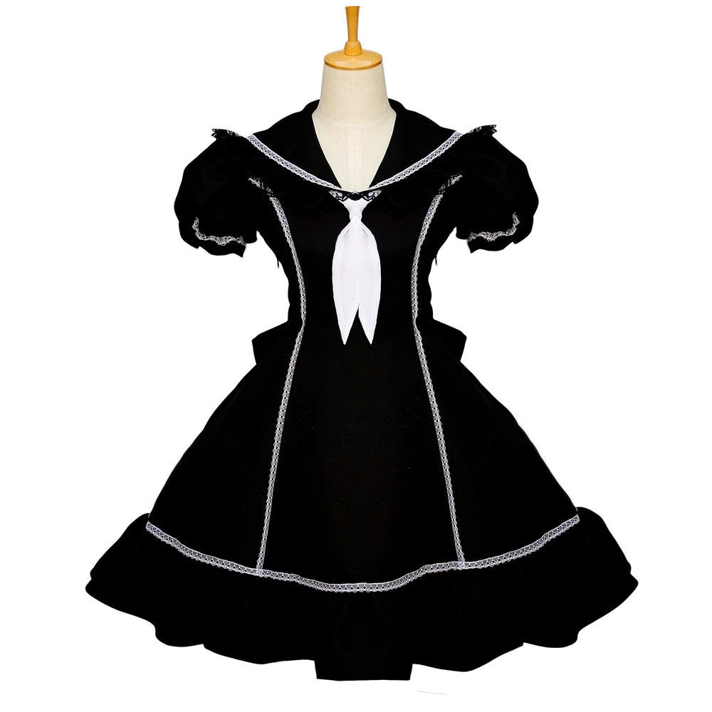 schwarzes Baumwollkleid G079