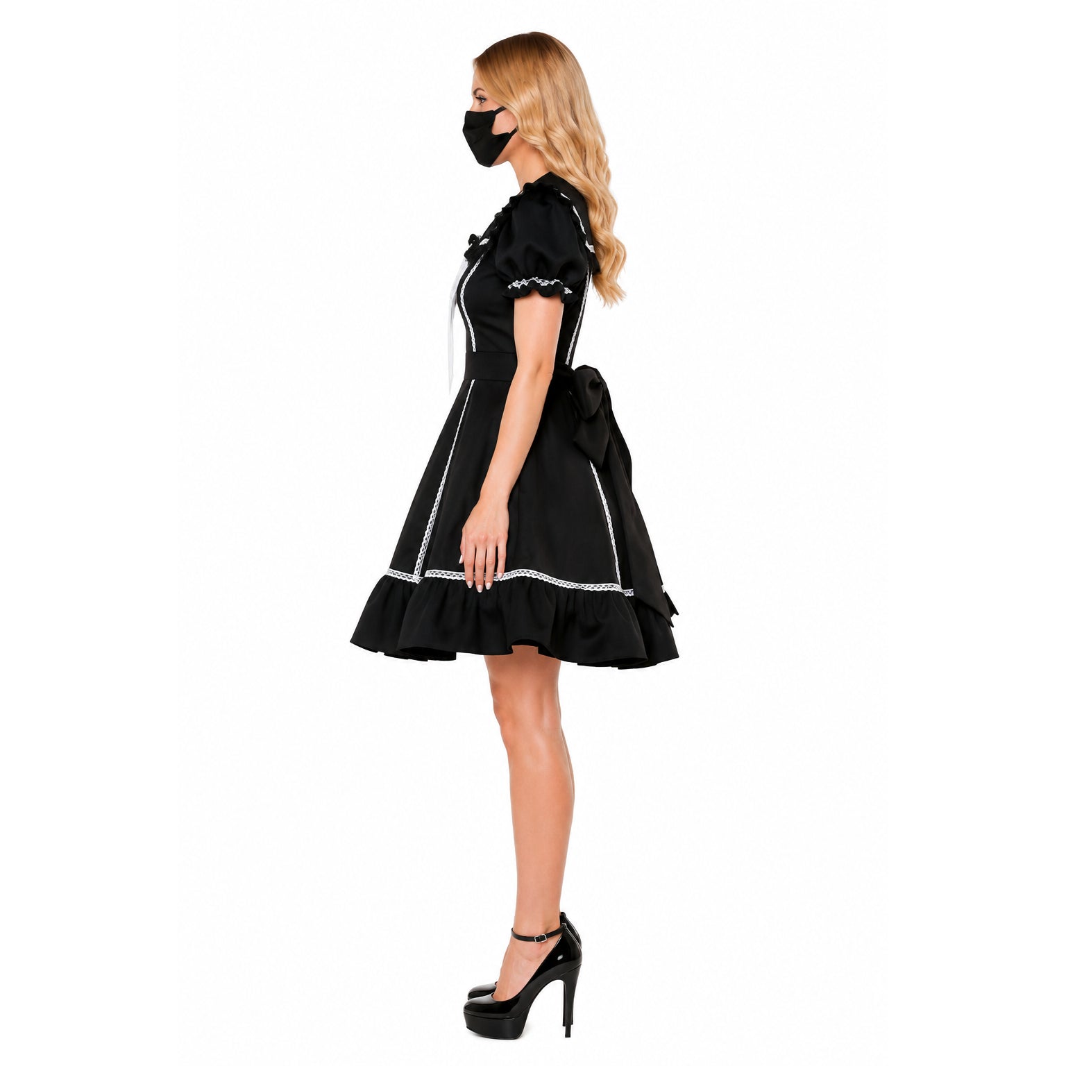 schwarzes Baumwollkleid G079