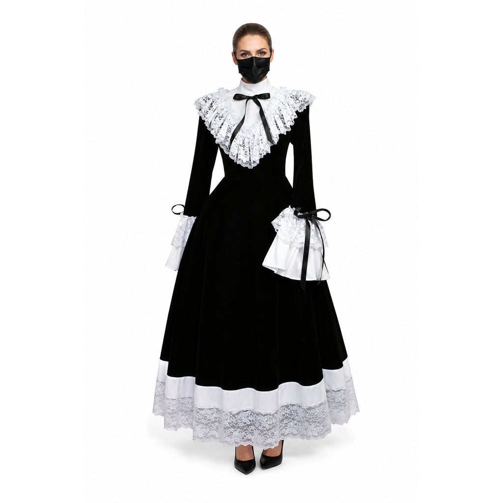 schwarzes Samtkleid G080