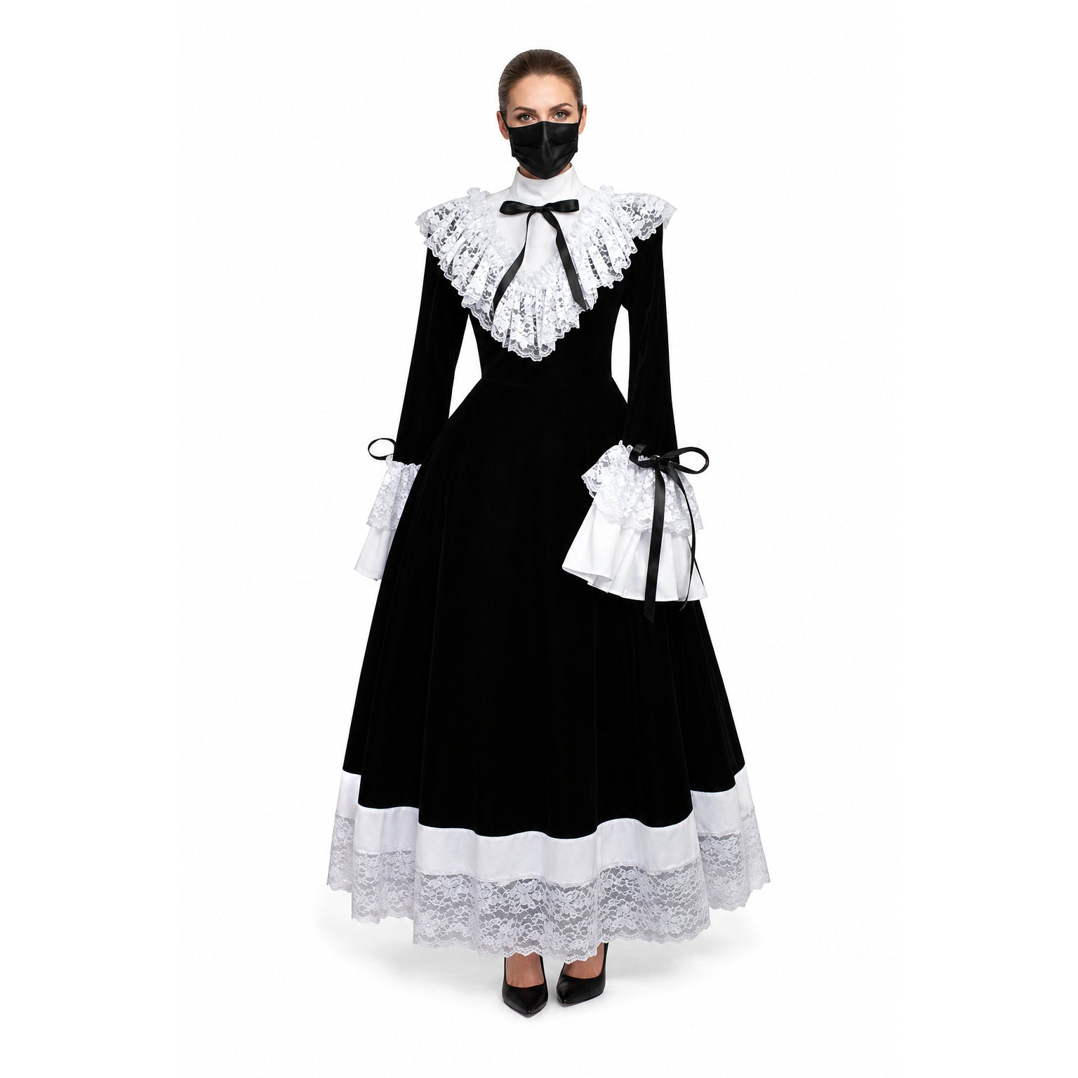 schwarzes Samtkleid G080