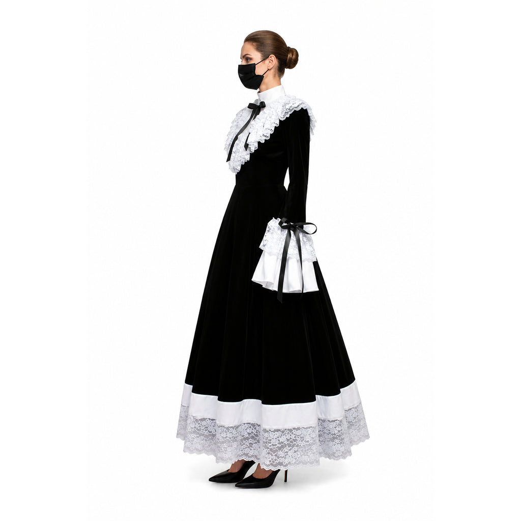 schwarzes Samtkleid G080