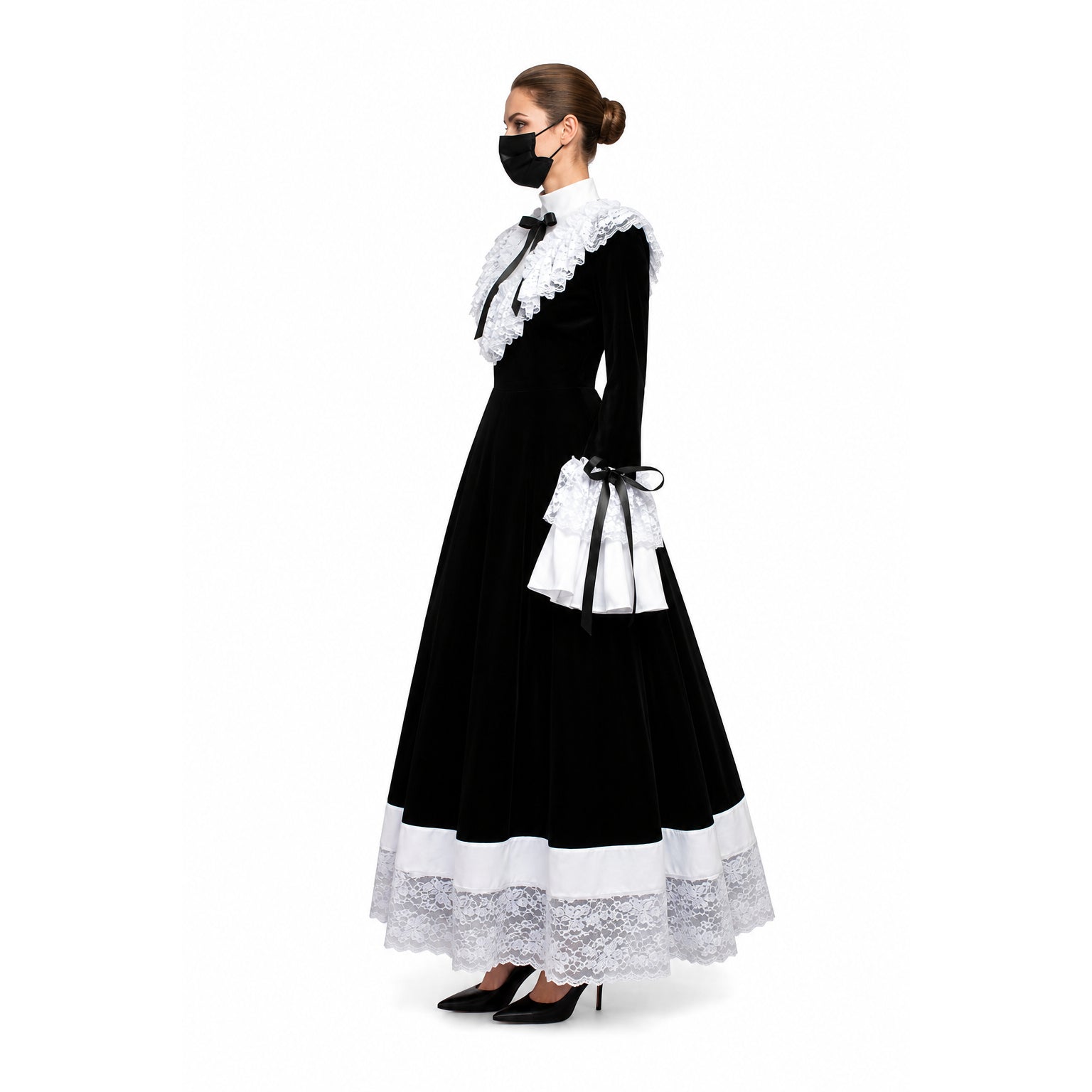 schwarzes Samtkleid G080