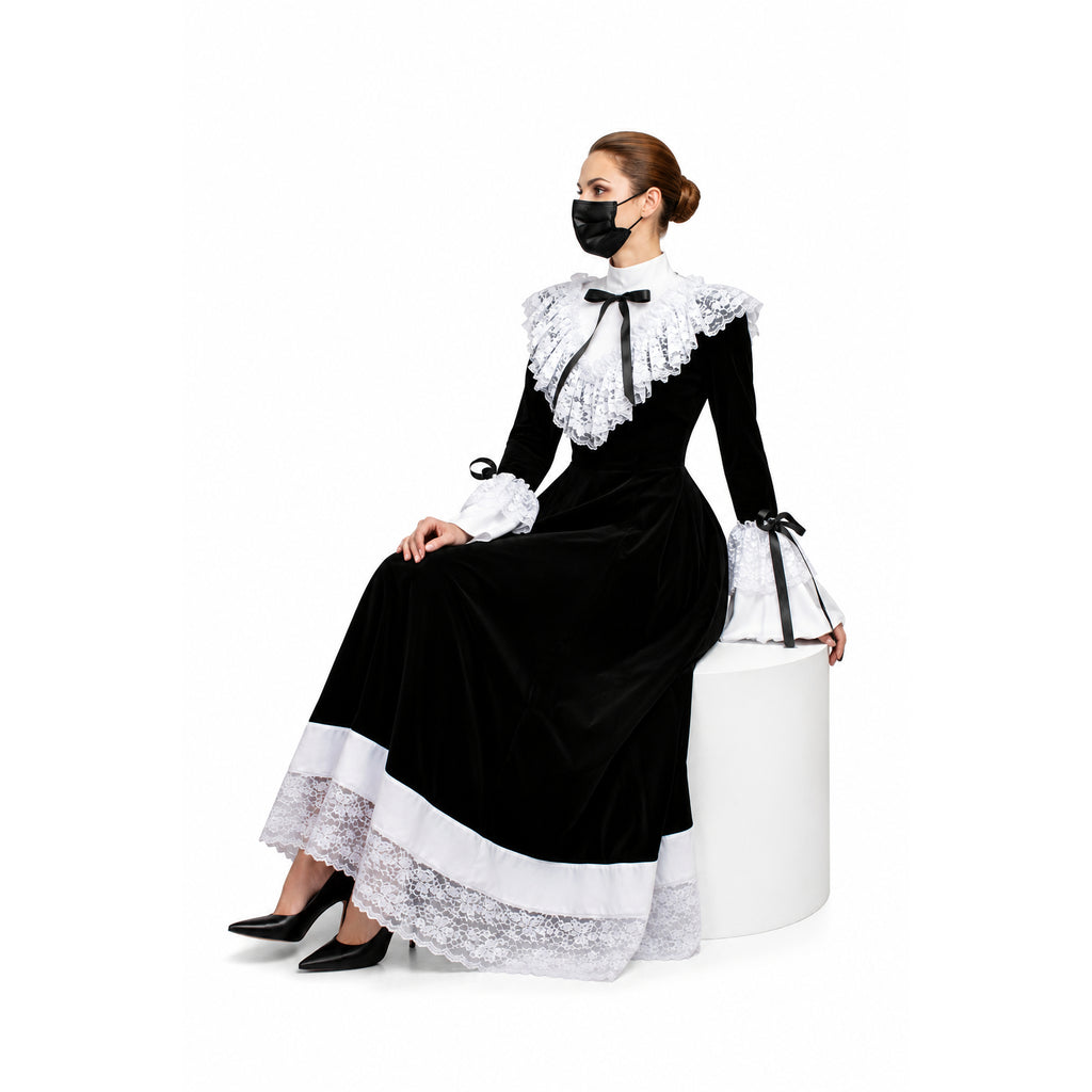 schwarzes Samtkleid G080