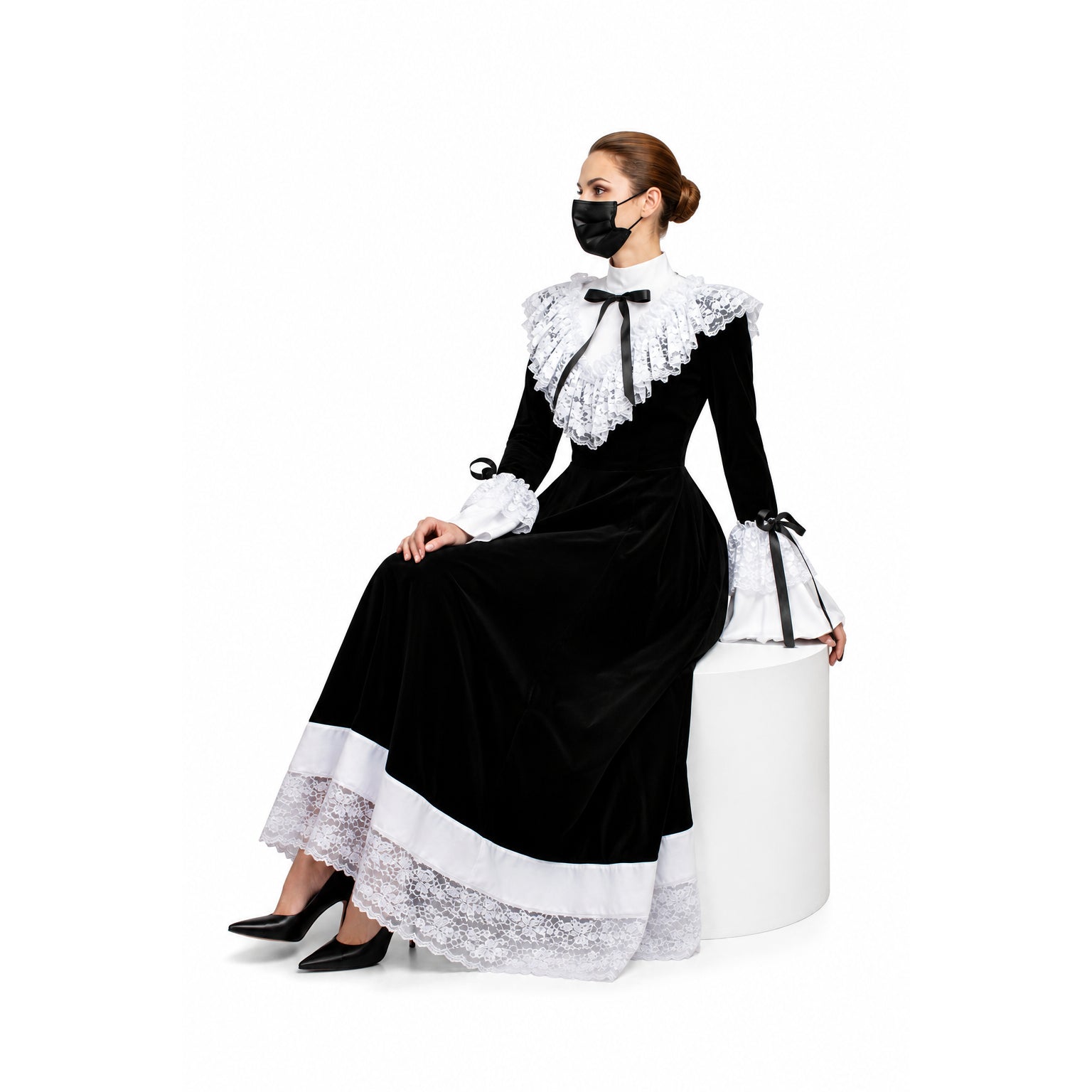 schwarzes Samtkleid G080