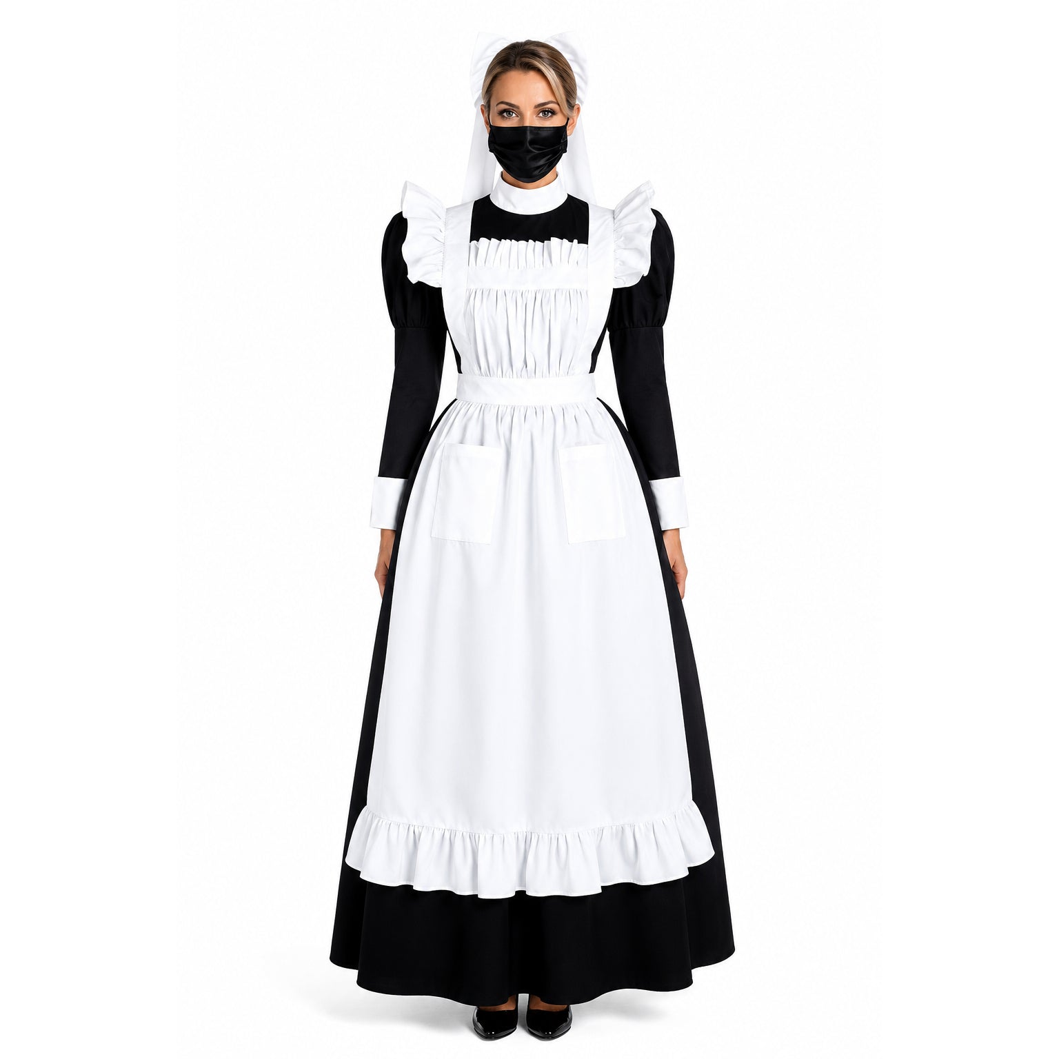 schwarzes Baumwollkleid G082