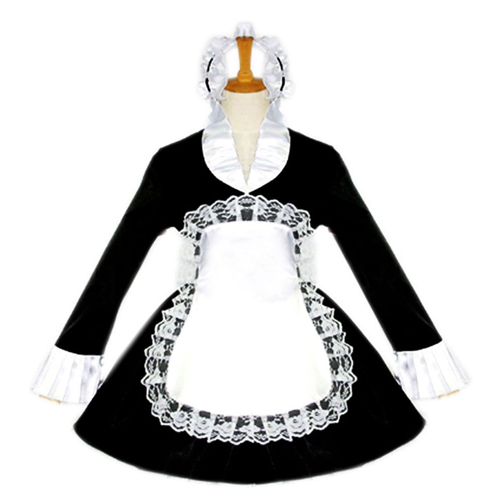 schwarzes Satinkleid G099