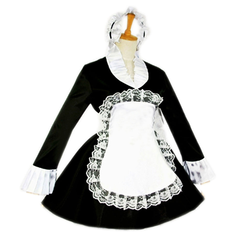 schwarzes Satinkleid G099
