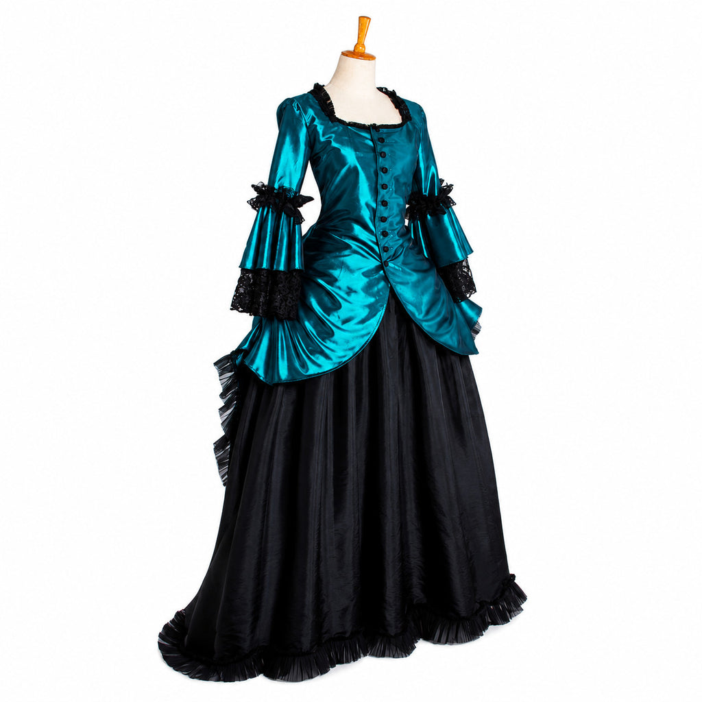 Teal Gothic Victorian Bustle Dress G1005