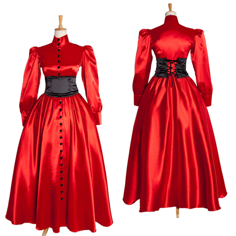 rotes Satin-Kleid G1015