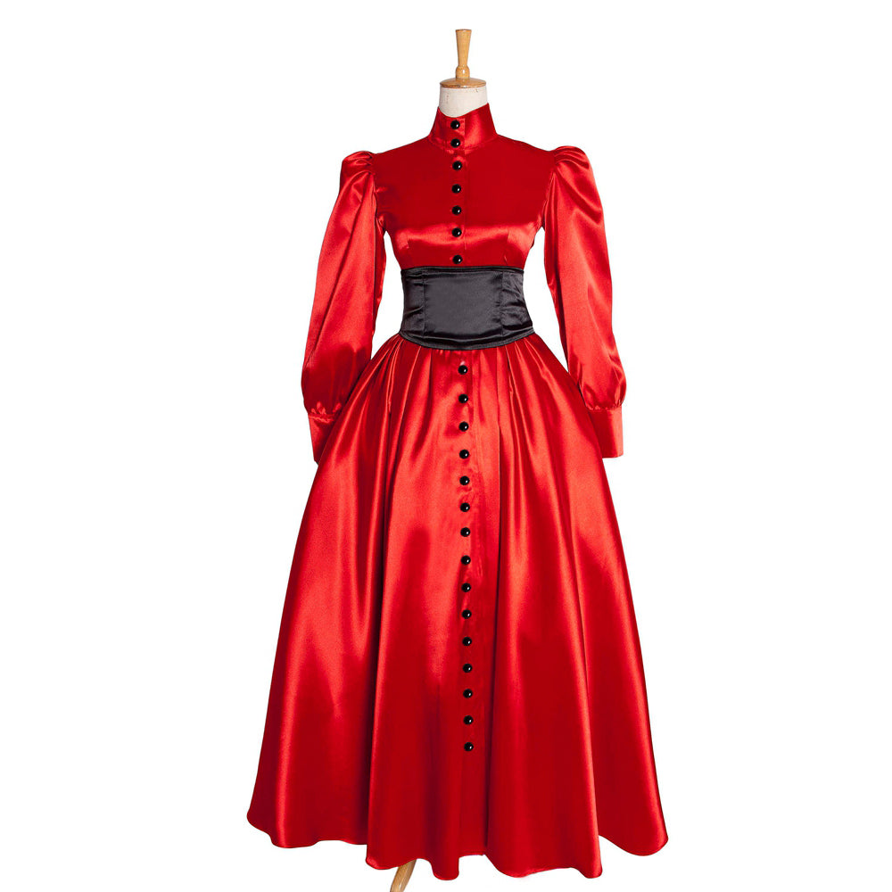 rotes Satin-Kleid G1015