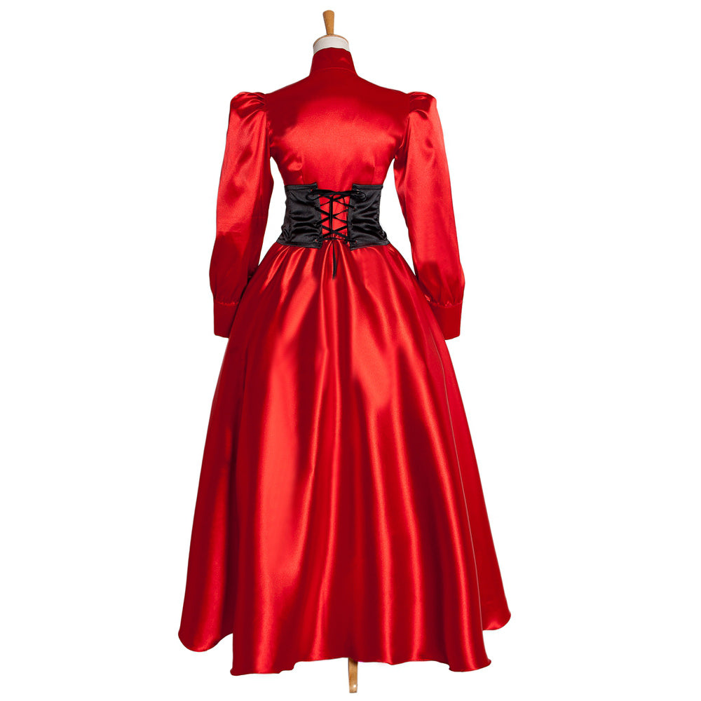rotes Satin-Kleid G1015