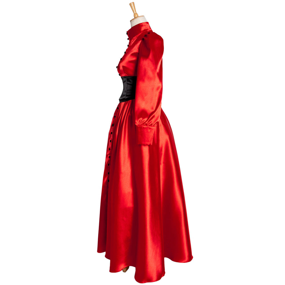 rotes Satin-Kleid G1015