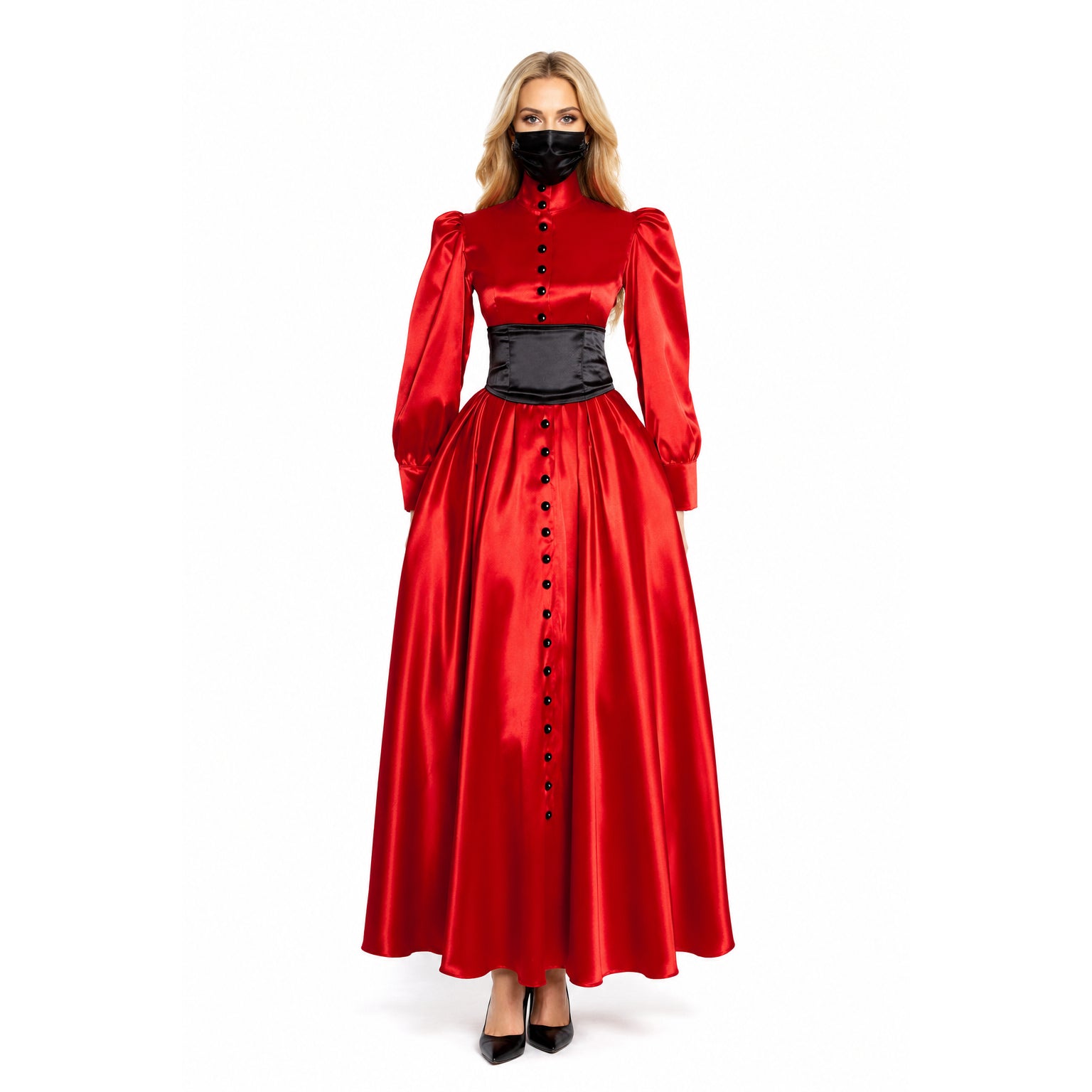 rotes Satin-Kleid G1015