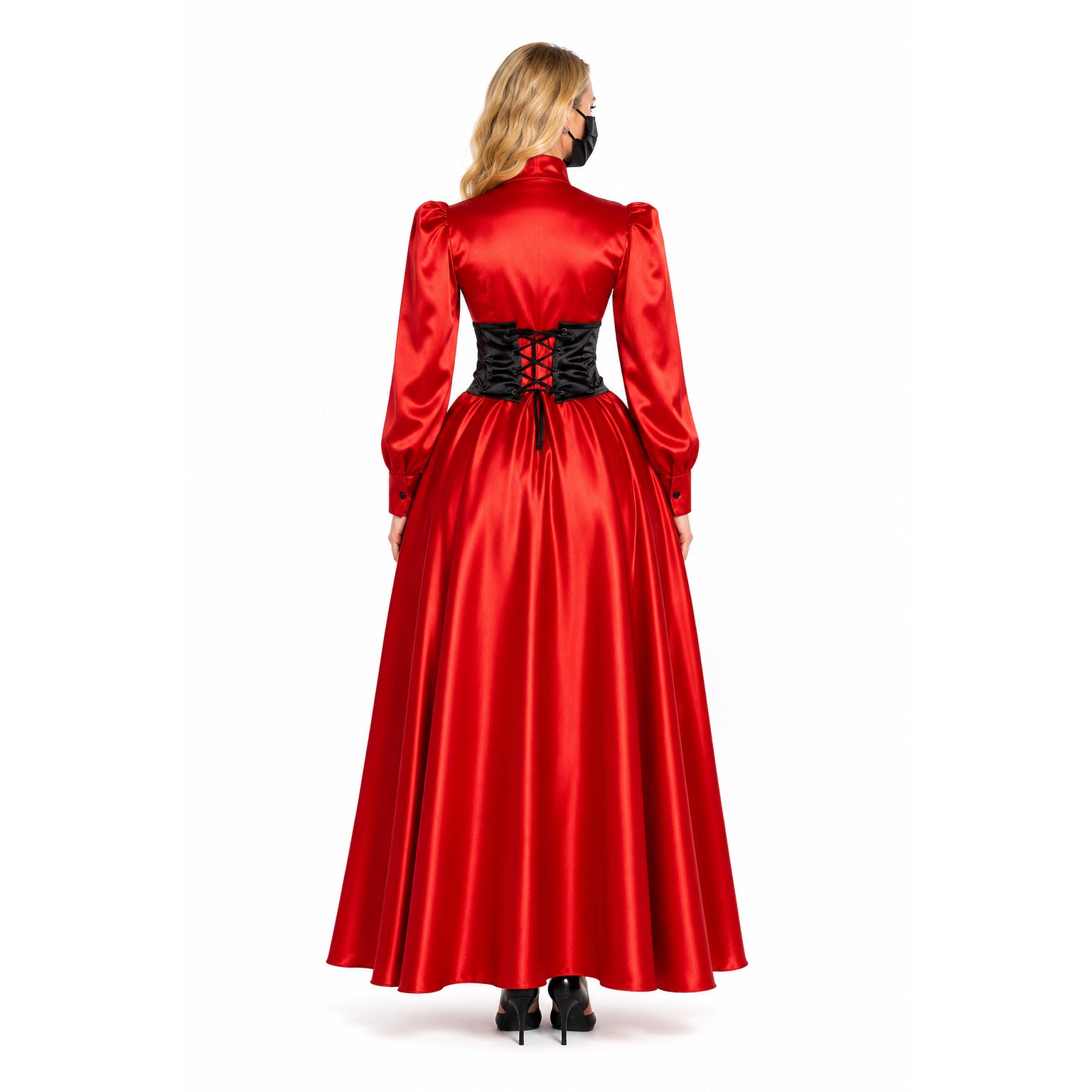 rotes Satin-Kleid G1015