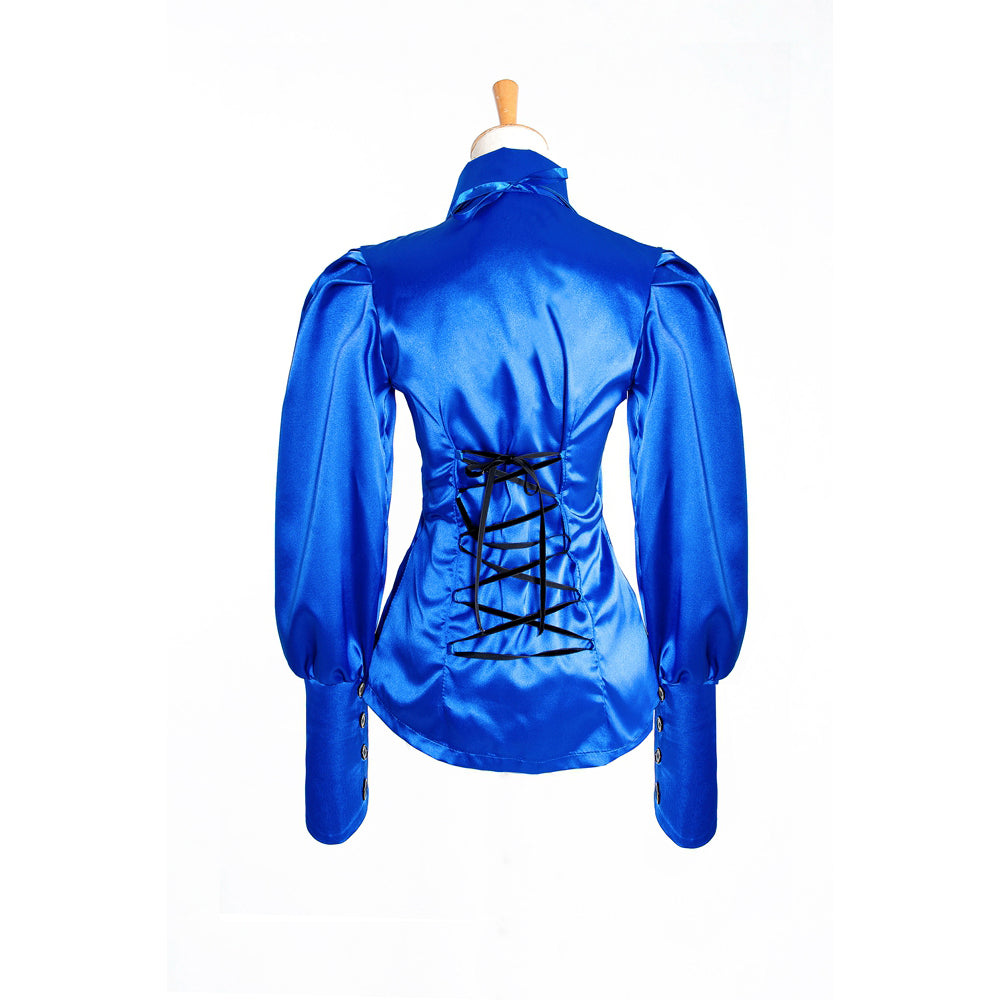 blaue Satinbluse G1035