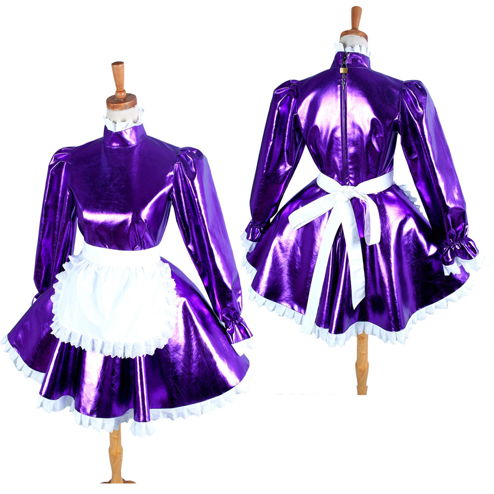 Lila schweres PVC-Kleid G1046
