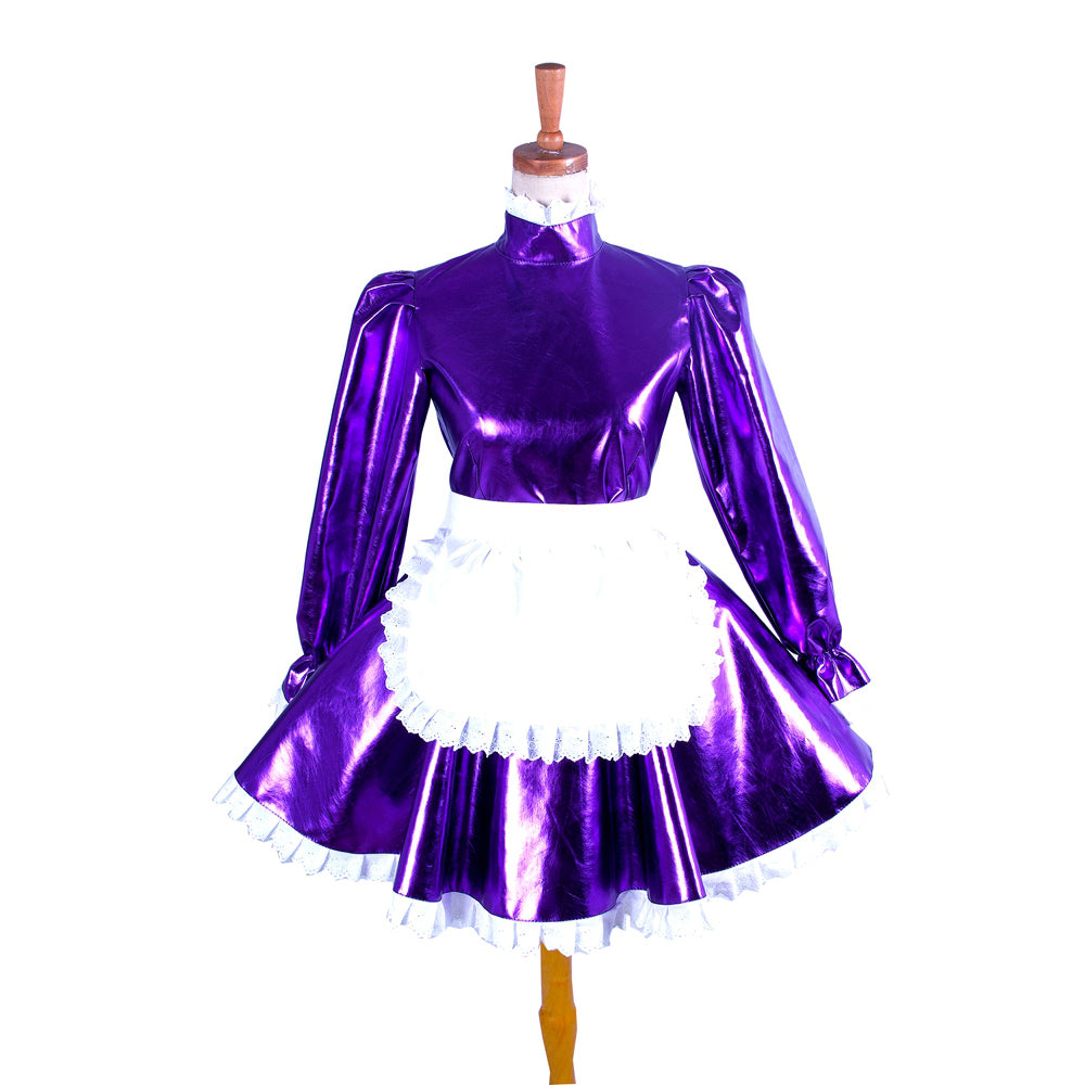 Lila schweres PVC-Kleid G1046