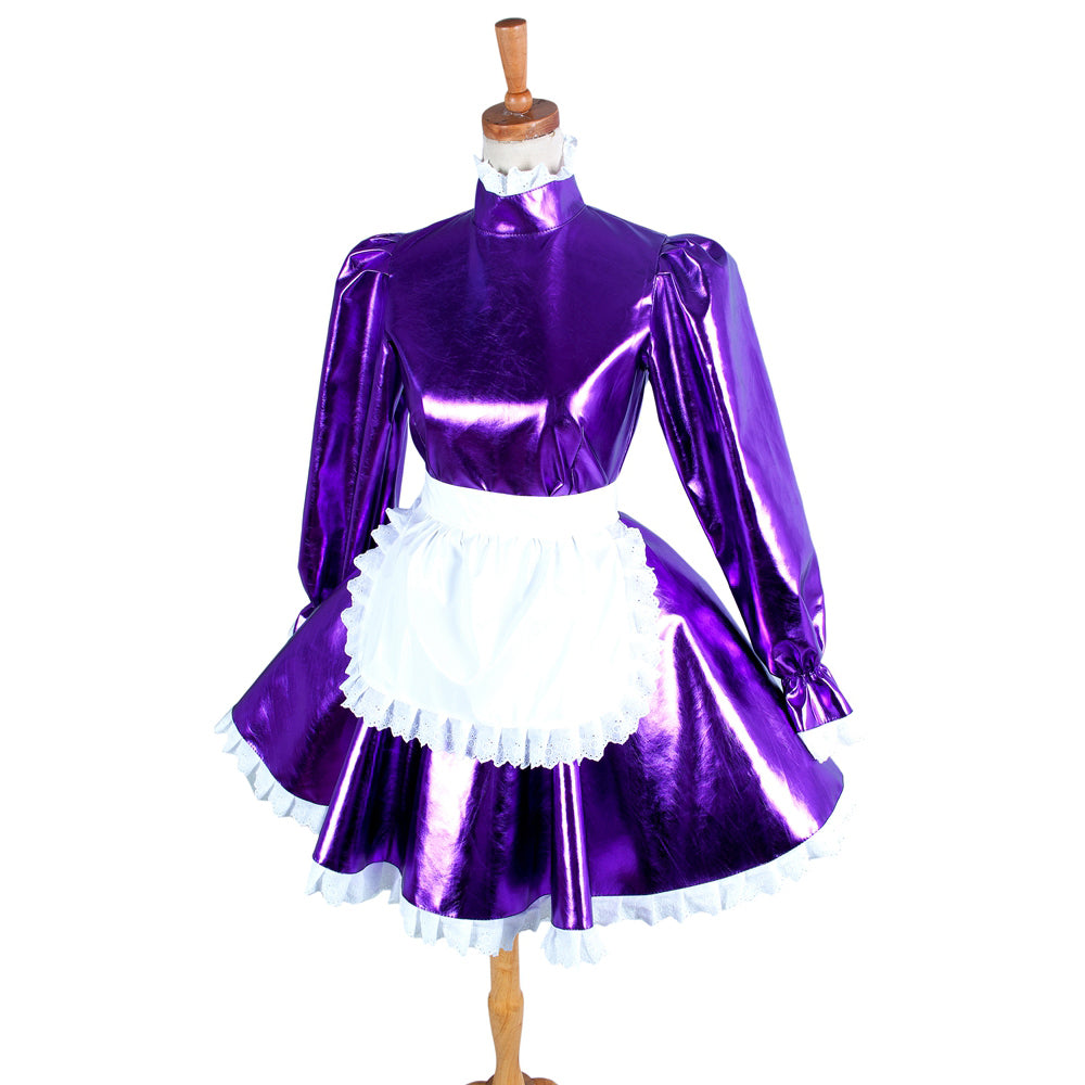 Lila schweres PVC-Kleid G1046