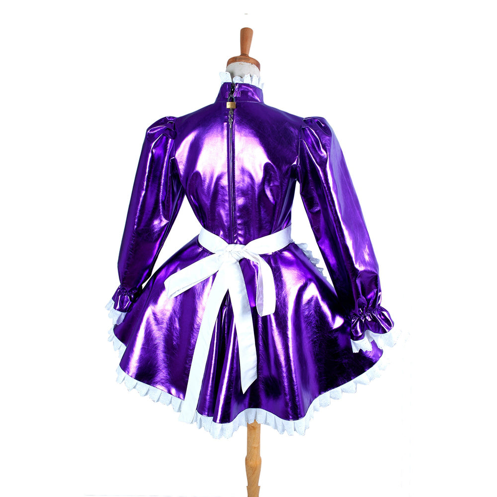 Lila schweres PVC-Kleid G1046