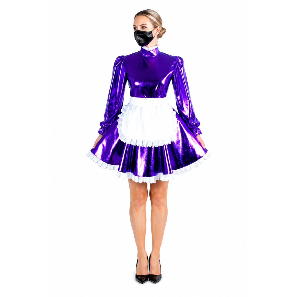 Lila schweres PVC-Kleid G1046