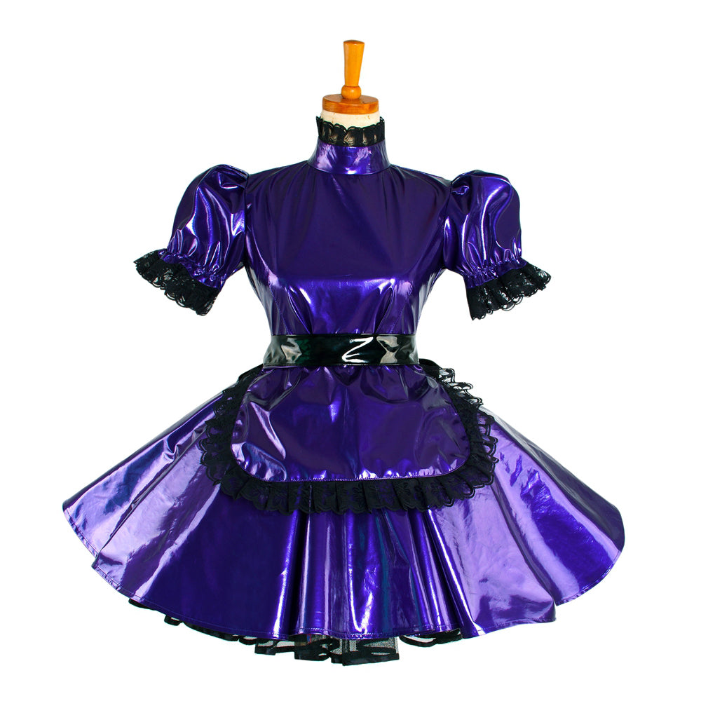 Lila enges PVC-Kleid G1047