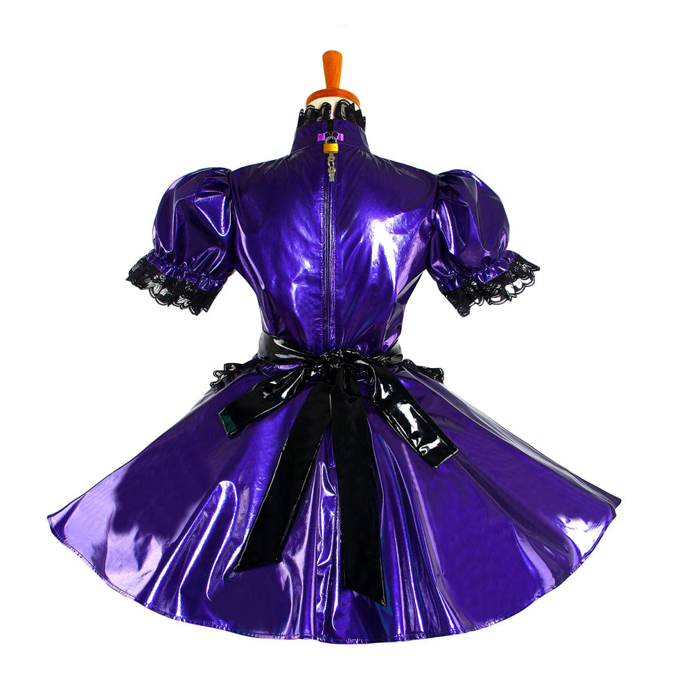 Lila enges PVC-Kleid G1047