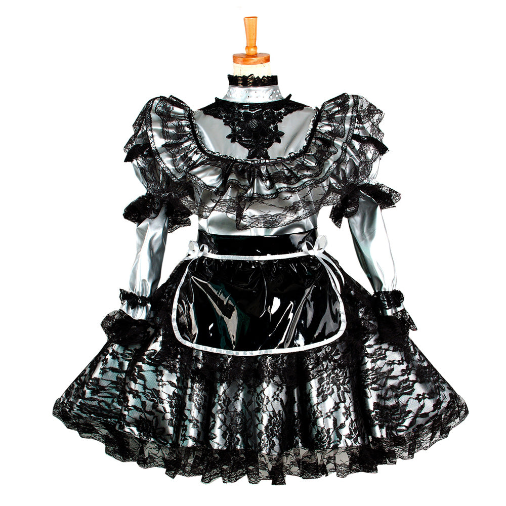 Silbernes dünnes PVC-Kleid G1048
