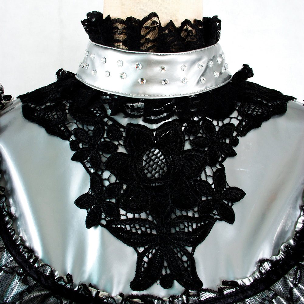 Silbernes dünnes PVC-Kleid G1048