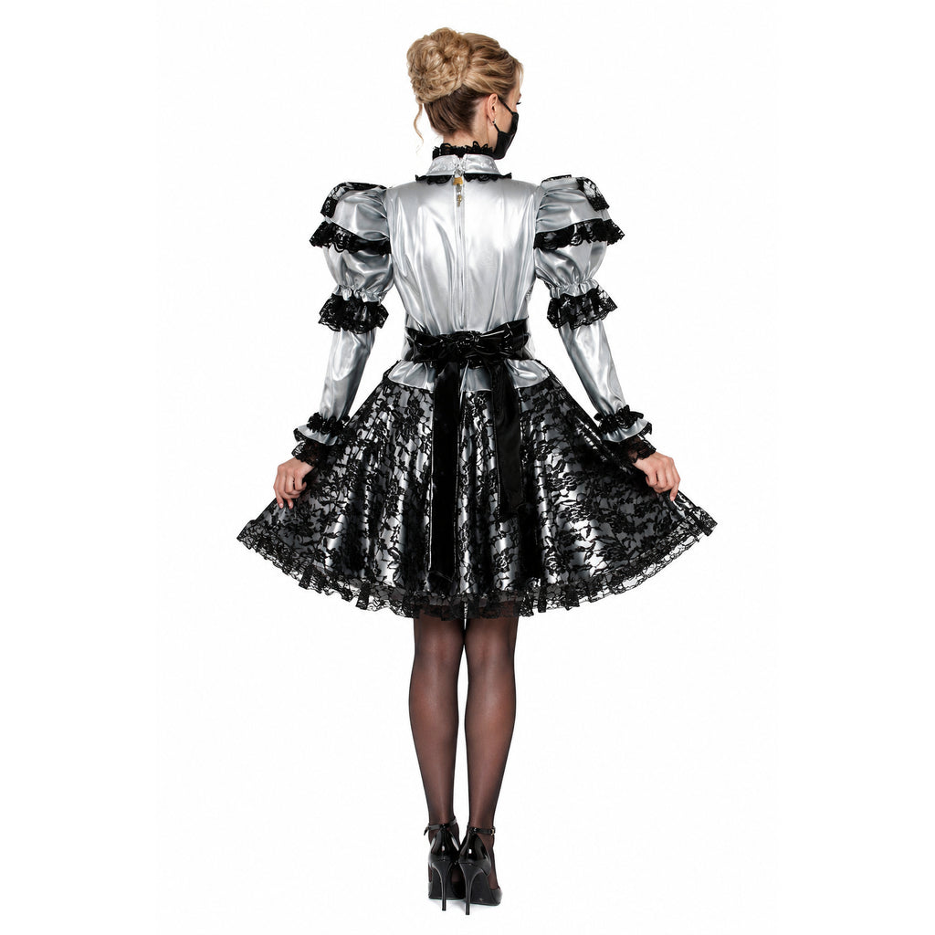 Silbernes dünnes PVC-Kleid G1048