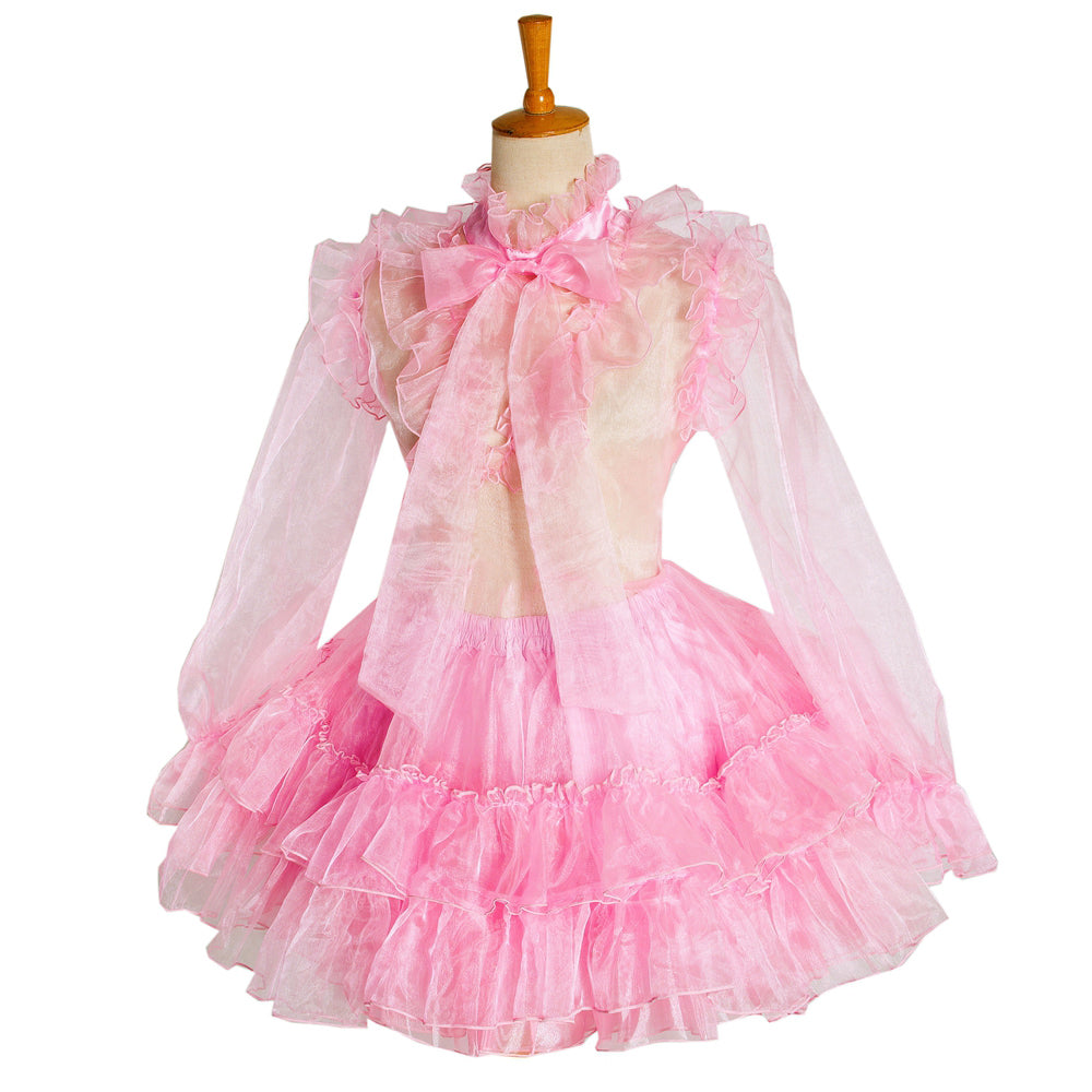 pinkes Organzakleid G1049