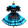 blaues Satinkleid G1050