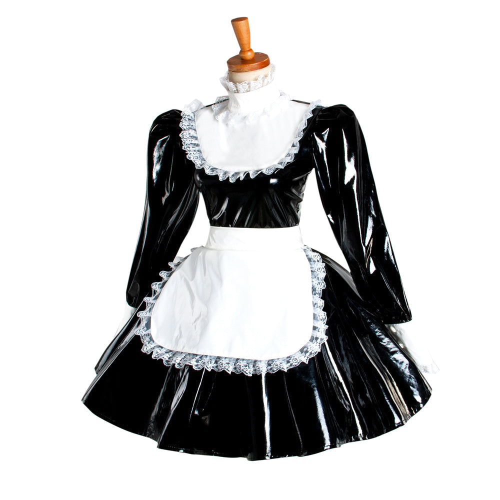 schwarzes schweres PVC-Kleid G1051