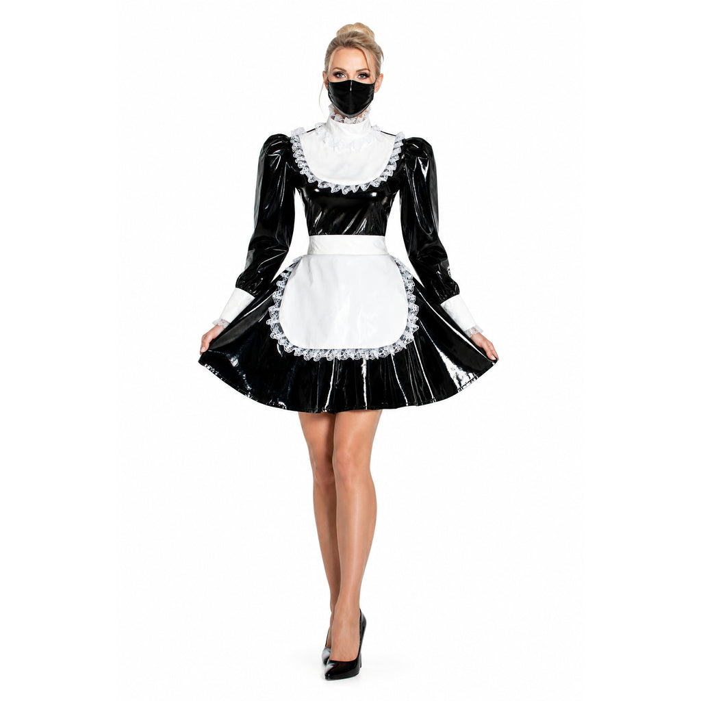 schwarzes schweres PVC-Kleid G1051