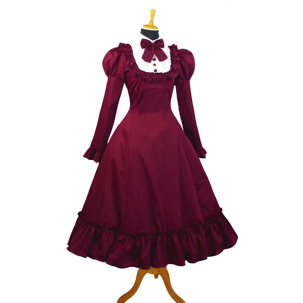 Tiefrotes Baumwollkleid G1064